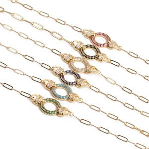 Detail of Hip Hop gold chain featuring multi-color zircon stones in a parallel layout