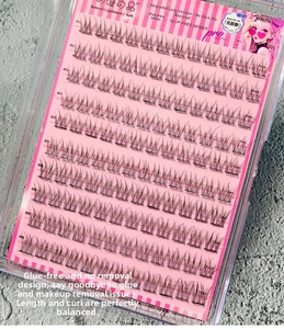 Detail of glue-free fishtail eyelashes kit with various lengths from 10mm to 13mm