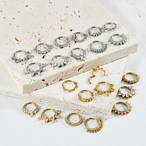 Fashionable marquise zircon nose and cartilage rings in gold and silver stainless steel