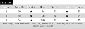 Detailed size chart for women's V-neck polka dot top with length, bust, and waist dimensions