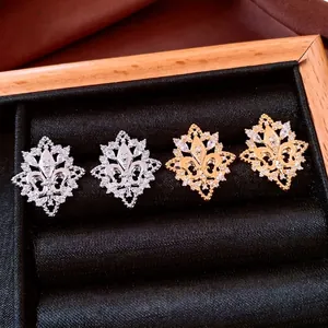 18k gold plated sterling silver needle iris earrings with sparkling zircon inlay