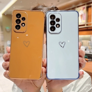 Coque de téléphone plaquée pour Samsung S25U S24U, étui de protection mignon cœur, antichoc TPU.