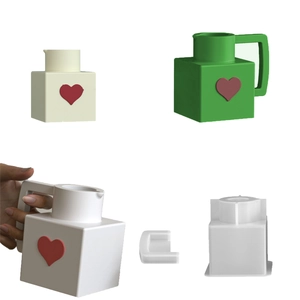 Square Water Jug Silicone Mold Heart Pattern Casting For Resin DIY Candle Holder Plaster Ornament Home Crafting Tool