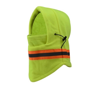 Cagoule de protection haute visibilité en polaire jaune avec bandes réfléchissantes