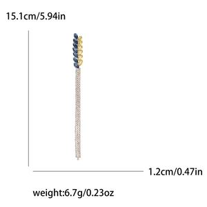 Elegant crystal wheat ear tassel earring with dimensions 15.1cm length and 1.2cm width