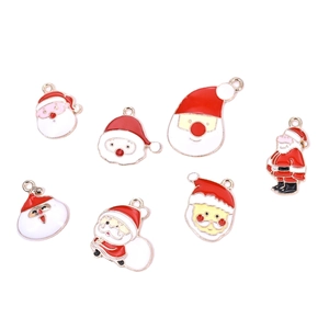 Collection of seven festive Santa Claus oil-drop alloy charms for DIY jewelry making