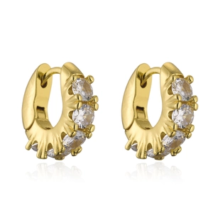 Elegant 18K gold plated hoop earrings featuring micro-paved sparkling round zircon stones