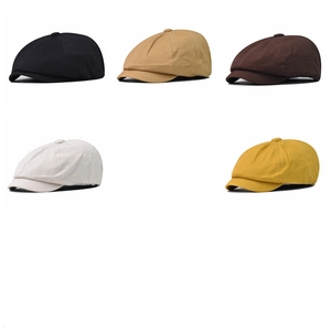 Classic vintage newsboy caps in diverse colors like black, khaki and beige colors