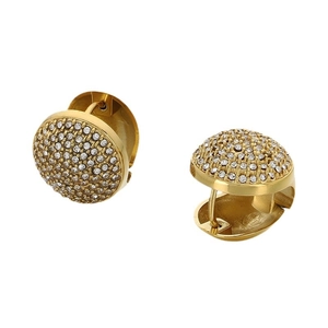 Polished 18K gold-plated stainless steel hoop earrings with sparkling pave-set diamonds