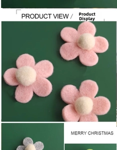 Detailed macro view of handmade wool felt Christmas flower ornaments with soft texture