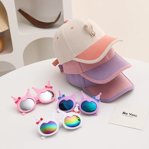 Casquettes de baseball en velours côtelé pour enfants avec lunettes de soleil
