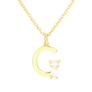 18K gold letter G pendant necklace with cubic zirconia for women minimalist hip-hop style