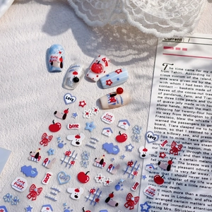 3D Relief Süßer Welpe Nagelkunst Aufkleber Silber Heißprägung Koreanischer Ins Stil Selbstklebende Maniküre Dekore DIY