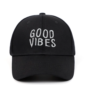 Casquette De Baseball Broderie Lettres Good Vibes Coton Chapeau De Soleil Réglable Pour Hommes Femmes Sport