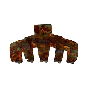 Large handmade acetate shark hair claw in elegant tortoiseshell brown with a glossy finish
