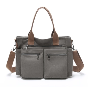 Canvas Tote Bag Multi Taschen Crossbody Schulter Handtasche Große Kapazität Casual Retro Stil Für Damen