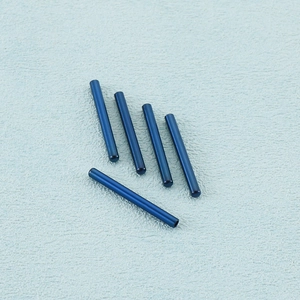 Five dark blue cylindrical stainless steel hollow tube beads for DIY bracelet making