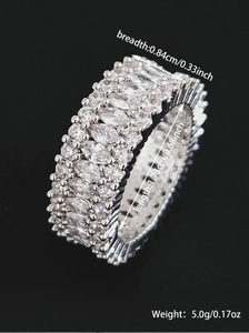 Detail view of silver luxury eternity ring with marquise zirconia and 0.84cm width