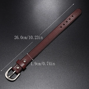 Detailed view of punk leather bracelet with size dimensions 26cm length and 1.9cm width
