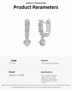 Detailed view of S925 sterling silver hoop earrings with 5A cubic zirconia drops
