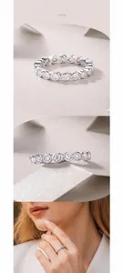 Detail of S925 sterling silver full eternity ring with round moissanite bubble setting