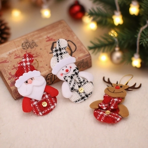 Three-piece set of Santa Claus, Snowman, and Reindeer fabric Christmas tree ornaments