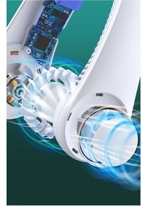 Internal view of the brushless motor and turbine system for portable neck fans