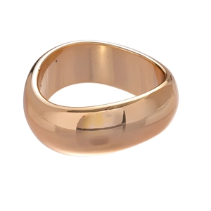 Minimalist chunky golden acrylic ring with polished mirror finish on white background