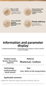 Detailed specifications of hand-woven cotton wall hanging tapestry for Nordic home decor