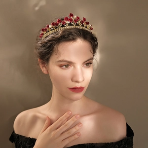 Bridal Crown Rose Flower Tiara Alloy Rhinestone Artificial Pearl Baroque Style Retro Wedding Hair Accessories For Women Headwear