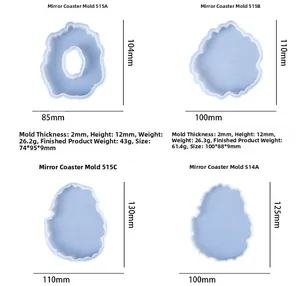 Dimensions détaillées des moules en silicone de 2mm pour dessous de verre DIY