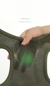 Breathable honeycomb mesh detail of the cat grooming bag in army green color