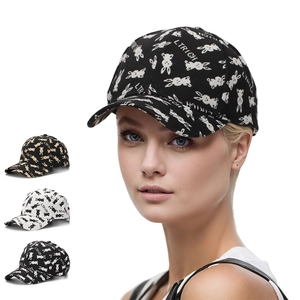 Rabbit Print Baseball Cap Polyester Letter Pattern Curved Brim Adjustable Sun Protection Streetwear Hat For Women
