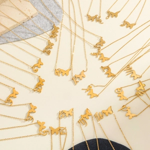 Butterfly Initial Necklace Stainless Steel Gold Silver Plated Personalized Letter Pendant Jewelry Gift For Women Girls
