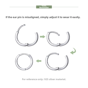 Guide for adjusting 925 sterling silver hoop earrings with clear step-by-step arrows