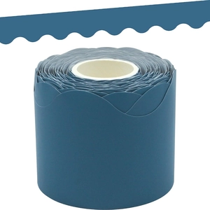 Close-up of blue scalloped paper border trim for classroom bulletin board decorations