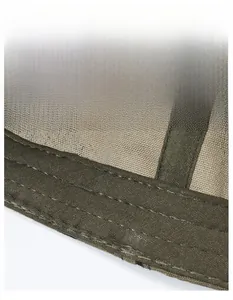 Macro detail of widened moisture-wicking sweatband and reinforced stitching on outdoor cap