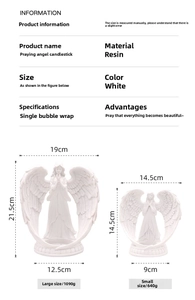 Detailed size specifications for white resin praying angel candle holder ornaments