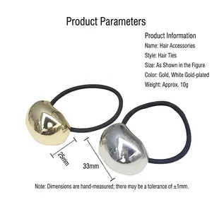 Metallic bean hair tie for women in gold and silver finish for high ponytails