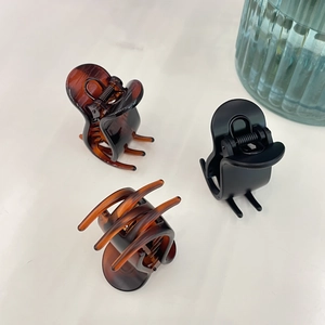 Lot de 3 pinces à cheveux à motif écaille de tortue et noir mat pour queue de cheval