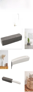 Vue détaillée de la brosse de toilette en pierre ponce avec manche ergonomique