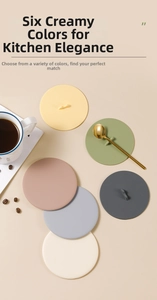 Detailed view of six-color silicone cup covers with ergonomic handles for heat insulation