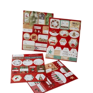 Christmas gift stickers set with Merry Holidays patterns and TO/FROM labels for packaging