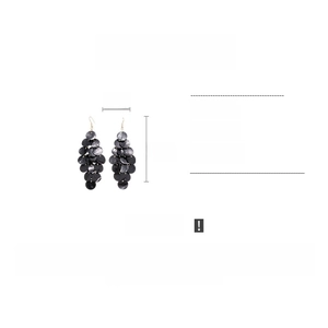 Detailed view of layered shell tassel earrings with 4cm width and 11cm height dimensions