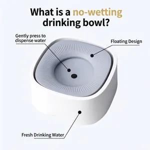 Bol d'eau flottant anti-éclaboussures pour chats et chiens, design gris et blanc