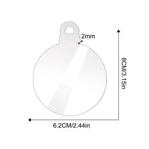 Detailed dimensions of 2mm thick clear acrylic round ornament for Christmas DIY