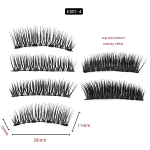 Detailed view of KS01-4 magnetic eyelashes with 30mm band and 6-11mm synthetic fiber length
