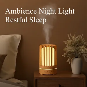 Birdcage wood grain ultrasonic aromatherapy diffuser and humidifier with night light