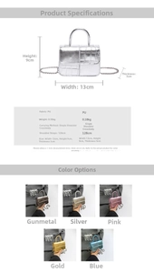 Size specifications for croc-pattern patent leather mini crossbody bag with metal chain