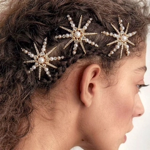 Peine De Pelo De Aleación Strass Perla Artificial De Imitación Estrella Peine Lateral Novia Boda Tocado Elegante Accesorio Cabello Vintage Mujeres